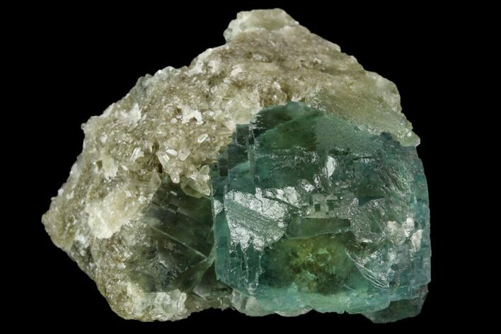 Green Fluorite Crystals on Quartz - China #122005